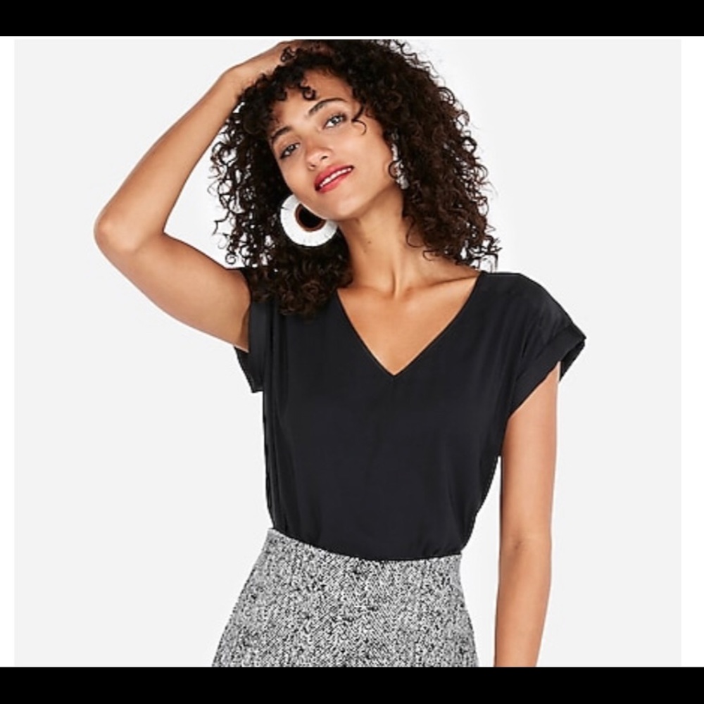 Express rolled sleeve vneck top